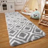 Garvee Runner Rug 2x8 Shag Rug for Living Room Shaggy Rug Kids Rug Plush Rug Geometric Bedroom Carpet Fluffy Rug Bedside Rug Soft Rug Non Skid Rug Modern Area Rug for Nursery Dorm, Grey 2'x8' - Light Gray