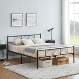 Garvee Modern Stylish Iron Bed Frame with Headboard & Footboard, Firm Support, Metal Platform, No Box Spring Needed, Under Bed Storage, Easy Assembly, Black, Queen - black
