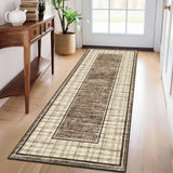 Garvee Washable Runner Rugs 2x6 Checkered Bathroom Rug Non Slip Ultra-Thin Soft Brown - Brown