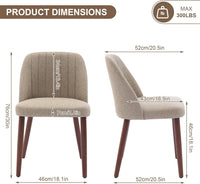 Garvee Set of 6 Mid-Century Modern Fabric Upholstered Dining Chairs with Padded and Solid Wood Legs, Camel