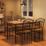 Garvee Retro Industrial Dining Table Set - 5-Piece, Space-Saving, Wood & Metal, Easy to Assemble, Rustic Brown, Small Spaces