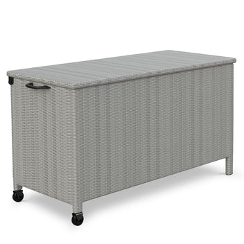Garvee 150 Gallon Rattan Deck Box with Wheels, Built-In Handles Patio Storage Box for Storage With Wheels, Rattan Waterproof Outdoor Bins for Cushions, Patio Furniture, Garden Tools
