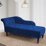 Garvee Modern Armless Chaise Lounge, Upholstered Sofa Recliner Lounge Chair with Solid Wood Legs for Bedroom Living Room Office Room (Blue) - blue