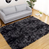 Garvee Fluffy & Sheepskin Black Grey 8x10 Faux Fur Rug, Non-Shedding Anti-Slip Plush for Kids Playroom Classroom Dining - Black Gray