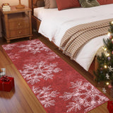 Garvee Washable Runner Rug 2x6 Christmas Runners for Hallway, Red, Non Slip, Soft, Low Pile, Thin Festive Rug - Snowflake|Red