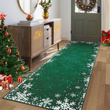 Garvee 2x6 Xmas Long Hallway Runner Rug Christmas Kitchen Runner Rug Washable Floor Carpet Snowflake Decorative Indoor Throw Rug Non-Slip Area Rug for Bedroom Living Room Kitchen Nursery, Green - Green