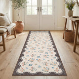 Garvee Floral Runner Non Slip 2x6 Washable Kitchen Rug Vintage Brown for Hallways Bedroom Bathroom Indoor - Brown