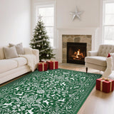 Garvee Traditional Christmas Green 5x7 Heavy Duty Washable Non-Slip & Stain Resistant Rug for Fireplace, Living Room, Entryway Holiday Decor - Green