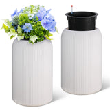 Garvee 21 Inch Tall Round Planters Set of 2 Flower Pots with a Water Level Monitor, Self Watering Insert and 2 Trays, for Living Room, Bedroom Office, Patio, Porch, Garden, White - White
