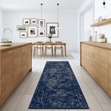 Garvee Boho Blue 2x6 Hallway Runner Washable Rug Vintage Distressed Floor Carpet Non Slip Laundry Runners Boho Kitchen Runner Rugs Indoor Soft Low Pile Farmhouse Accent Rug for Living Room Bedroom - Blue