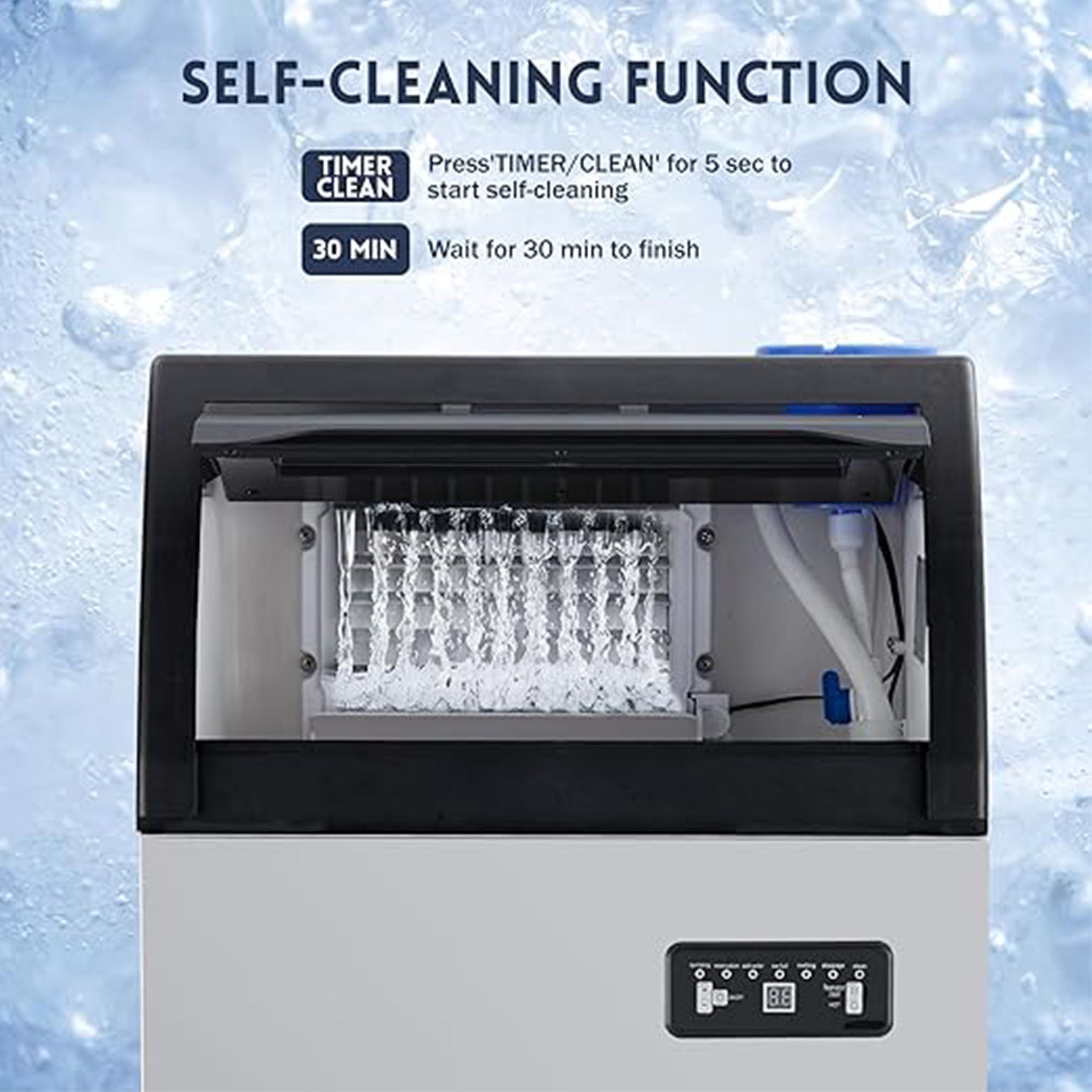GARVEE Ultra-Quiet 120Lbs Ice Maker with Dual Water Inlet, 33Lbs Storage