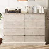 Garvee 8 Drawer Dressers for Bedroom, Chest of Drawers with Deep Drawers, Large Double Dresser for Closet with Wide Top, Horizontal Wooden Dresser for Living Room, Hallway, Kids Room - Oak - Oak