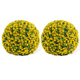 Garvee 18" Artificial Topiary Rose Balls Set of 2 Hanging Grass Ball for Home Decor Indoor Outdoor, Yellow - Yellow