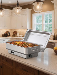 GARVEE 2 PACK Electric Chafing Dish Buffet Set 9 QT Buffet Servers and Warmers Digital Display Temperature Warming Tray Stainless Steel Food Warmer for Parties Weddings Caterings