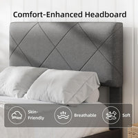 Garvee Twin Size Bed Frame with Upholstered Headboard, Twin Size Platform Bed Frame with Wooden Slat Support, Easy Assembly Platform Bed, No Box Spring Needed & Noise Free, Gray