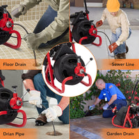 Garvee 100Ft x 3/8 Inch Drain Cleaner Machine, Auto-feed Electric Drain Auger Professional 6.8A, Air-Activated Foot Switch, with 6 Cutters, Glove, Drain Auger Cleaner Sewer Snake