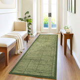 Garvee Geometric 2x6 Kitchen Rugs, Washable Non Slip Indoor Modern Hallway Runner, Low Pile Ultra Thin Stain Resistant Patchworked Carpet, Green - Green
