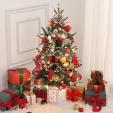 Garvee 3ft Mini Prelit Premium Snow Flocked Artificial Christmas Tree, Pre-lit Xmas Pine Tree for Christmas Decoration, Party Decoration, Home, Office, White Base - Snowflake-1 Pack