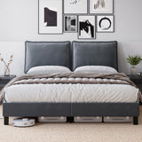 Garvee Full Bed Frame with Headboard, Platform Bed Frame with Wood Slat Support, Mattress Foundation, No Box Spring Needed, Easy Assembly, Gray - Grey