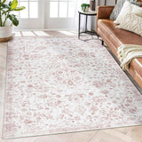 Garvee Large Rug 6x9 Washable Ultra Soft Rugs Non Slip Low Pile Carpet Large Living Room Rug for Farmhouse Nursery Bedroom Office, Pink - Pink