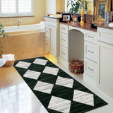 Garvee Runner Rug Black & White 2x6 Washable Modern Trellis Carpet for Living Room, Bedroom, Entryway, Office, Nursery - Distressed Geometric, Low Pile, Neutral, Soft - Black & White