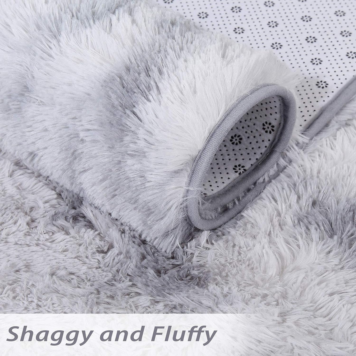 Garvee Fluffy & Sheepskin Light Grey 5'3" × 6'7" Area Rugs Shaggy Rug for Bedroom Fuzzy Rug Living Room Rugs Non-Slip Rug for Living Room Bedroom Dining Room Office Plush Rug,Grey