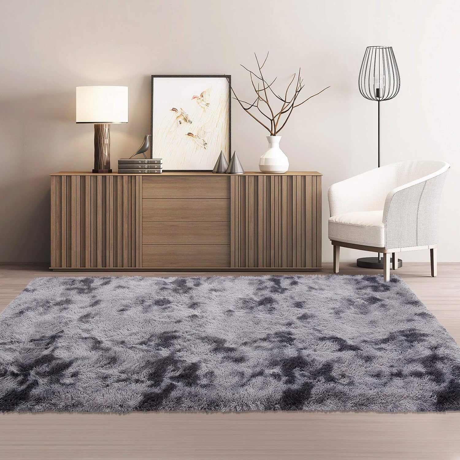 Garvee Fluffy & Sheepskin Dark Grey 24"×71" Area Rug for Bedroom Plush Rug Non-Slip Carpet Shaggy Rug for Living Room Bedroom Dining Room Kitchen Office Nursery Bedroom Decor