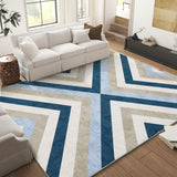 Garvee Living Room Rug Washable Rug 8x10 Area Rugs Large Modern Area Rug for Bedroom Indoor Soft Rug Accent Rug Non Slip Low Pile Throw Carpet for Dining Room Office Blue - Blue