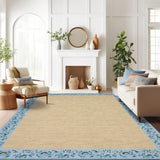 Garvee 8x10 Area Rugs for Living Room Rug Washable, Modern Minimalist Floral Bordered Large Throw Carpet for Bedroom Nursery Non Slip Stain Resistant Home Decor Mat, Light Blue - Blue
