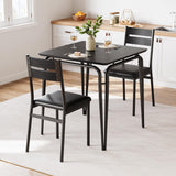 Garvee Black Dining Table for 2-Small Square Kitchen Dining Dinner Room Tables Set,Space Saving Wood Modern Dinette Accent Furniture for Breakfast Nook, Apartment,Home Office Small Space, 3 Piece - Black