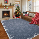 Garvee 5x7 Christmas Area Rug for Bedroom Living Room Non Slip Xmas Snowflakes Large Indoor Area Rug for Holiday Washable Christmas Dining Room Throw Carpet Soft Bordered Rugs for Kitchen Nursery, Grey - Gray