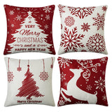 Garvee Christmas Decorations Pillow Covers 18x18 Set of 4,Farmhouse Christmas Decor for Home,Tree Deer Snowflakes Rustic Xmas Pillow Case Winter Holiday Decorations Throw Cushion Case for Home Couch - 