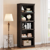 Garvee 5 Tier Bookcase, Farmhouse Book Shelf with Storage, 67.4 Inch Tall Open Display Bookshelves, Wooden 5 Shelf Bookcase for Living Room, Bedroom-Oak - Oak