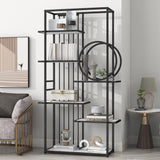 Garvee 6 Tiers Home Office Bookshelf Metal Frame Open Bookcase Storage Rack For Living Room Home Office White Large Durable