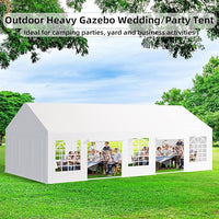 Garvee 16 x 32 FT Outdoor Party Tent Canopy Wedding Patio Camping Gazebo Shelter Pavilion Cater Wedding BBQ Events Tent w/Removable Sidewalls & 3 Storage Bags, White