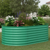 Garvee 6' X 3' X 2' Oval Galvanized Raised Garden Bed, Outdoor Metal Planter Box for Flowers, Vegetables & Herbs, Green - Green