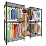 Garvee 5-Tier Clothes Rack Heavy Duty Garment Rack With 8 Adjustable Shelves And 5 Hanging Rods For Home Organization 76.5" H x 73.6" L x 17.4" W Metal Coated - Black / 3 Combo / 3x2x3 Tiers