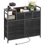 Garvee 9-Drawer Storage Bedroom Dresser TV Stand | Multi-Functional with Built-in Charging Station, Tall Dresser for Closet Organization, Kids Room & Apartments, Black - Black Willow