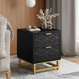 Garvee Black Dresser, Small 2 Drawer Dresser for Bedroom, Modern Nightstand for Bedroom, End Table with Drawer for Living Room, Hallway, Entryway - Black