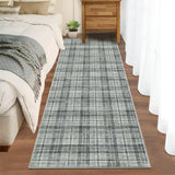 Garvee Modern Plaid Area Rug Washable Soft Non-Slip Low Pile Carpet for Living Room Bedroom Nursery Office, Classic Farmhouse Rustic, 0.23" Thickness, Multi-Color - Grayish Green