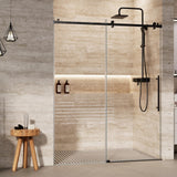 Garvee Glass Shower Door (60" W x 75" H), Frameless Sliding Shower Door with Waterroof Strip, Bathroom Door with Clear SGCC Tempered Glass(8mm), Black - Black