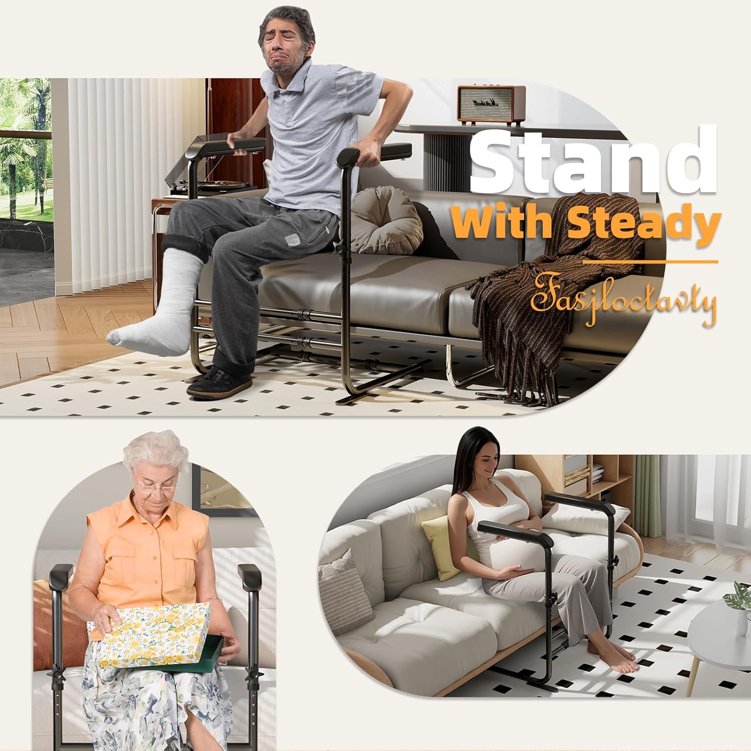 Garvee Stand-Up Assist Aid for Elderly, Support Up to 450Lbs, Adjustable Chair Couch Stand Assist for Home Hospital, Bed Toilet Chair Lift Assist for Seniors, Patients and Disabled, Black