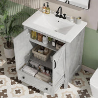 Garvee Modern 30" Freestanding Bathroom Vanity with with 2 Doors and Storage Drawer for Bathroom, Grey