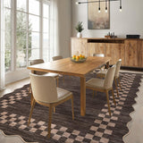 Garvee Bordered Brown 10x13 Washable Rug for Kids Room Modern Abstract Checkered Non-Slip Low Pile - Brown