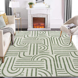 Garvee Washable 10x13 Area Rugs Abstract Soft Rainbow Non Slip Rubber Back Green for Living Room Bedroom Dining Room - Green