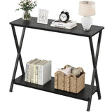 Garvee Console Table Narrow Entryway with Storage Shelf Metal Frame, 41.3” Couch Table for Living Room, Foyer, Bedroom - Black