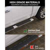 Garvee 6 Inch Running Boards - Compatible with 2007-2018 Chevy Silverado 1500 and 2007-2019 Chevrolet Silverado 2500HD/3500HD Crew Cab (4 Full-Size Doors, Gas Engine Only), Stainless Steel Construction, Silver