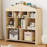 Garvee Toy Storage Organizer 9-Cubby Kids Bookshelf 40.7in Width Bookcase Toddlers Playhouse Cabinet Shelf for Boys Girls Wooden Cubby Storage Toy Shelf for Playroom, Nursery, Kids Room - Wood color