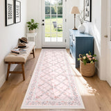 Garvee 2x6 Kitchen Rug Runner Pink Modern Boho Floral Washable Non-Slip Soft Ultra-Thin Carpet for Hallways Bathroom Bedroom Entryway - Pink Orange