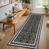 Garvee Washable Area Rug Soft Low Pile Vintage Indoor Carpet for Living Room Bedroom Dining Room Home Decor - Black